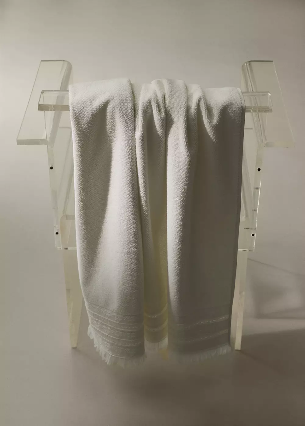 Drap de bain coton bouclette à franges, MANGO HOME
