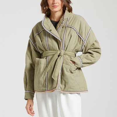Enzo Quilted Jacket with Tie-Waist SUNCOO
