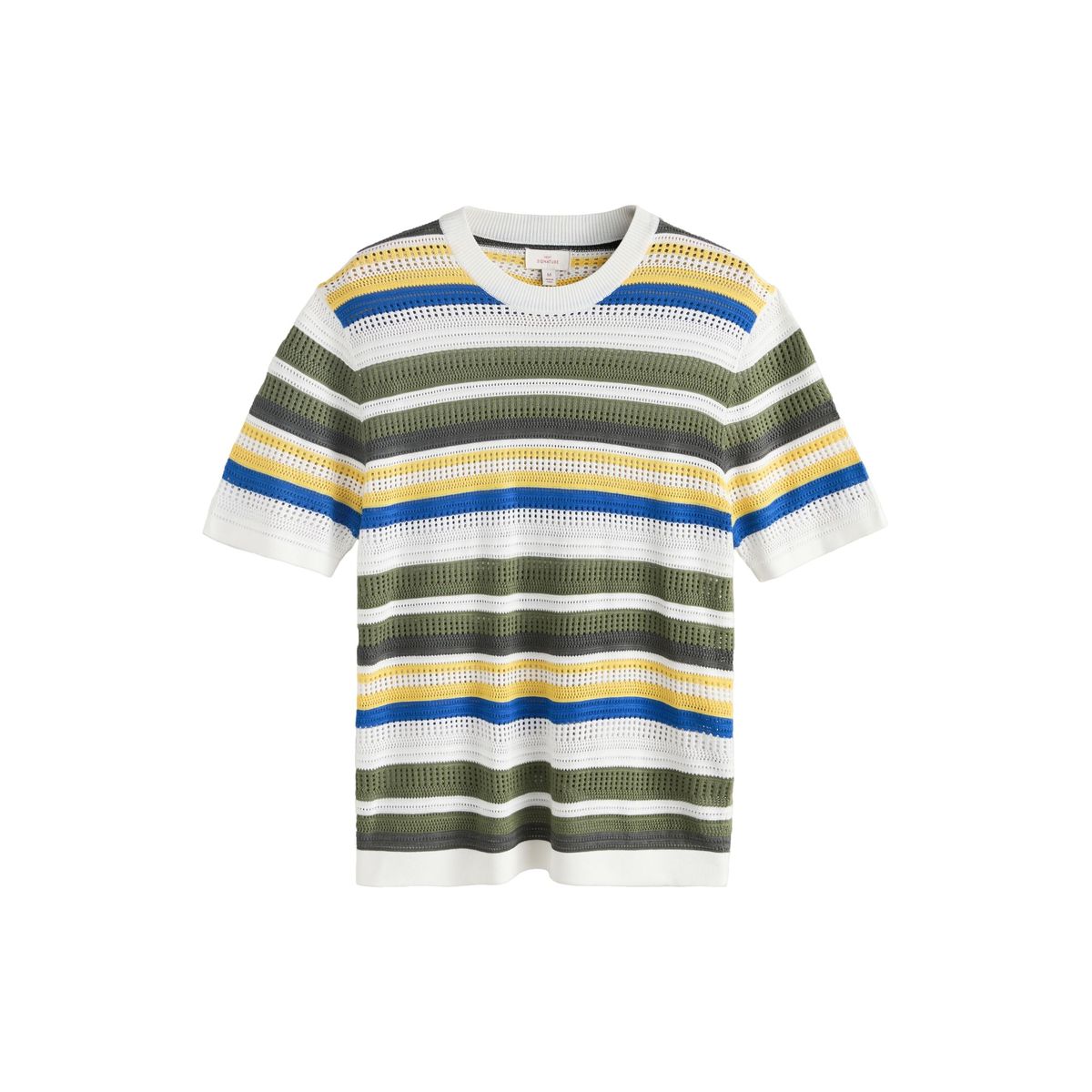 T-shirt en maille rayée avec soie signature, NEXT