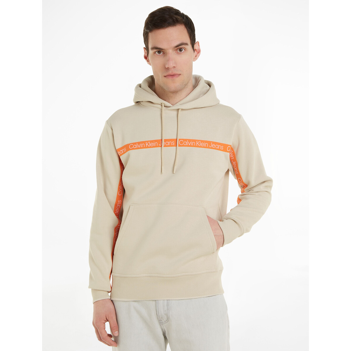 Image of Logo Tape Hoodie in Cotton Mix