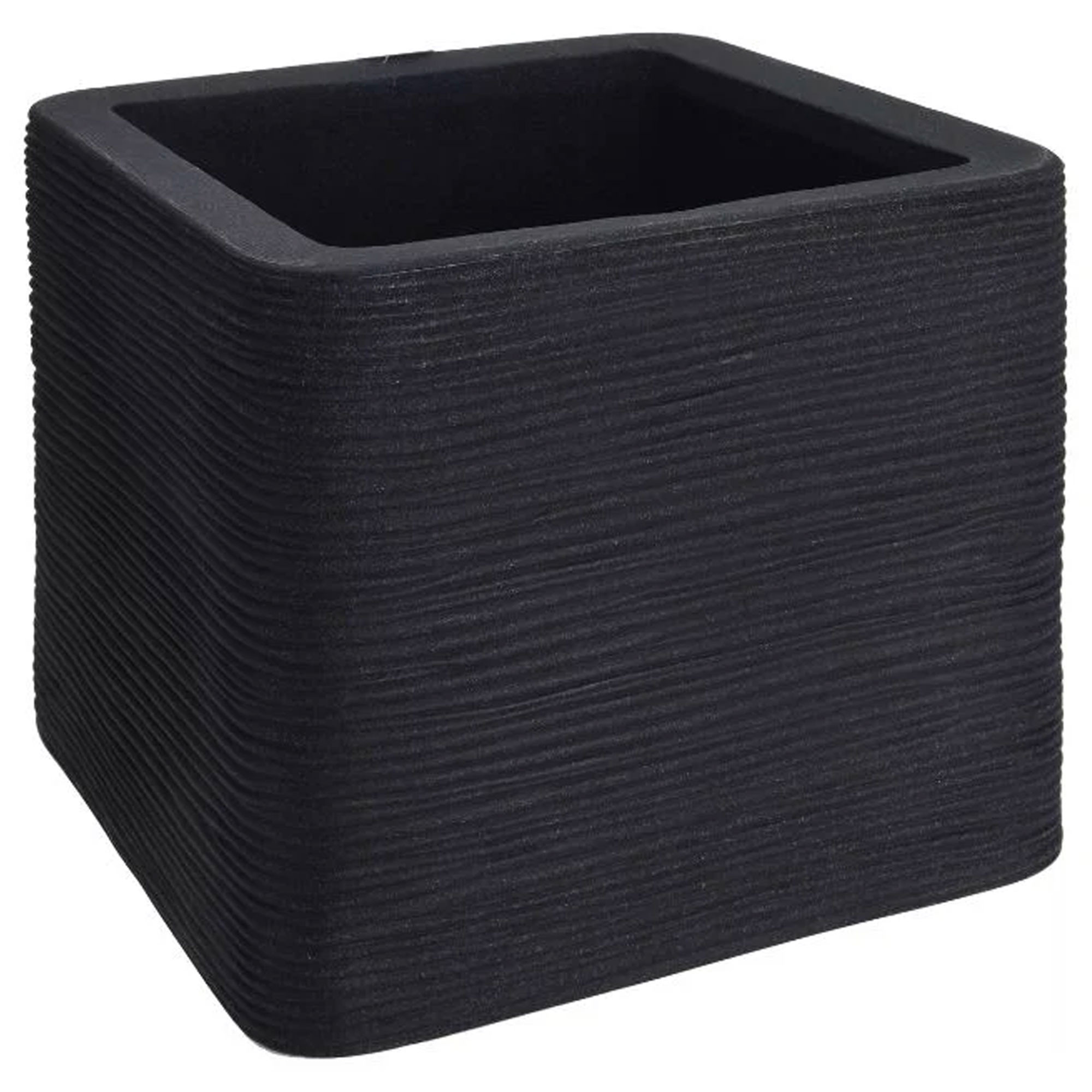 Cache-pot carré en polyéthylène gris anthracite 40x40x34cm, WADIGA