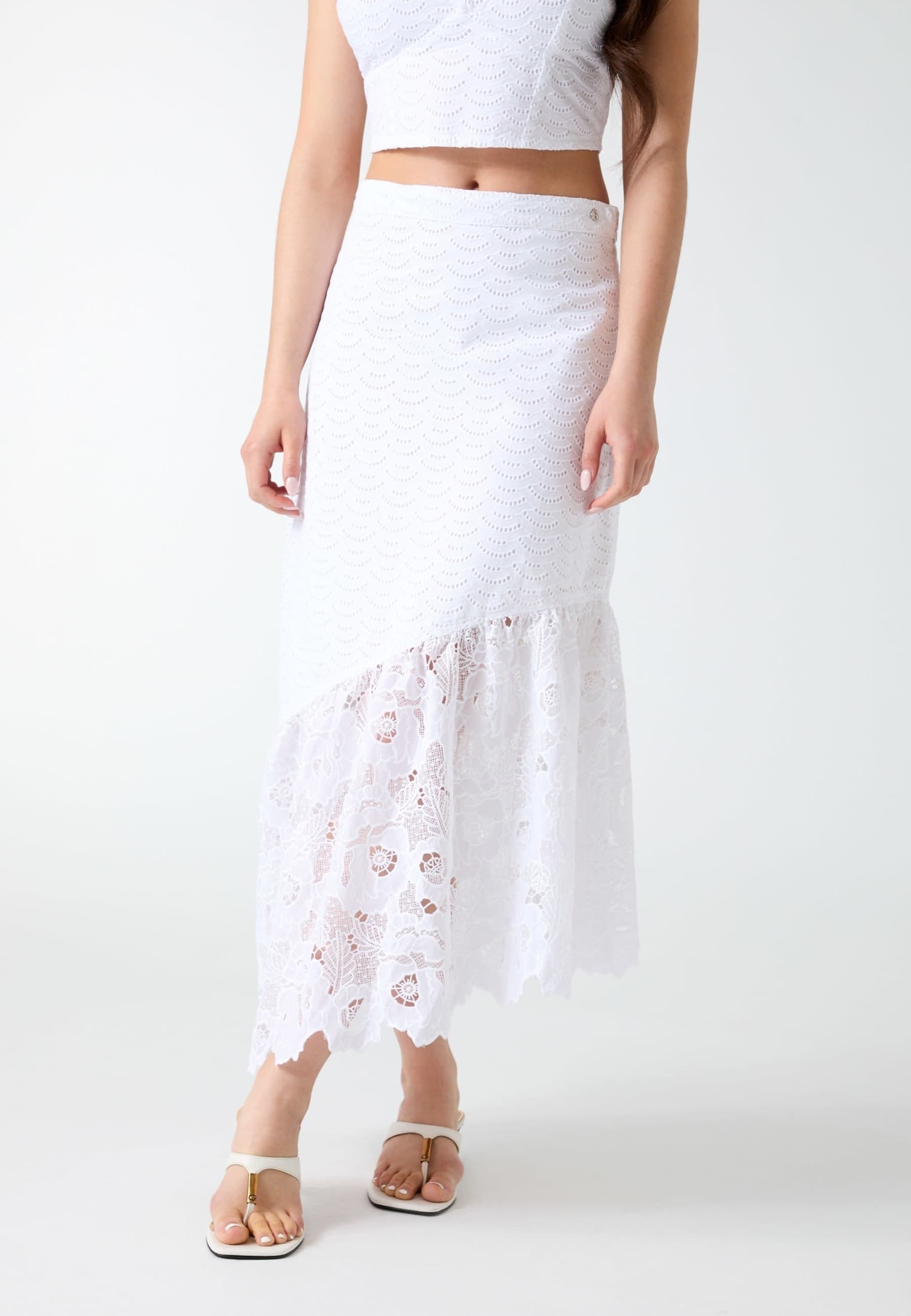 Jupe Midi À Œillets, GUESS