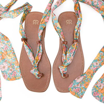 Floral Flat Sandals with Ties in Liberty Fabric® LA REDOUTE COLLECTIONS