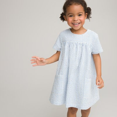 Striped Cotton Mix Dress with Short Sleeves LA REDOUTE COLLECTIONS