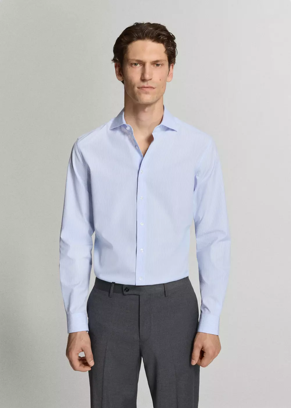 Chemise costume slim-fit 100 % coton à rayures, MANGO MAN