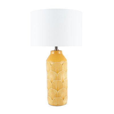 Embossed Mustard Gloss Art Deco Style Ceramic Table Lamp SO'HOME