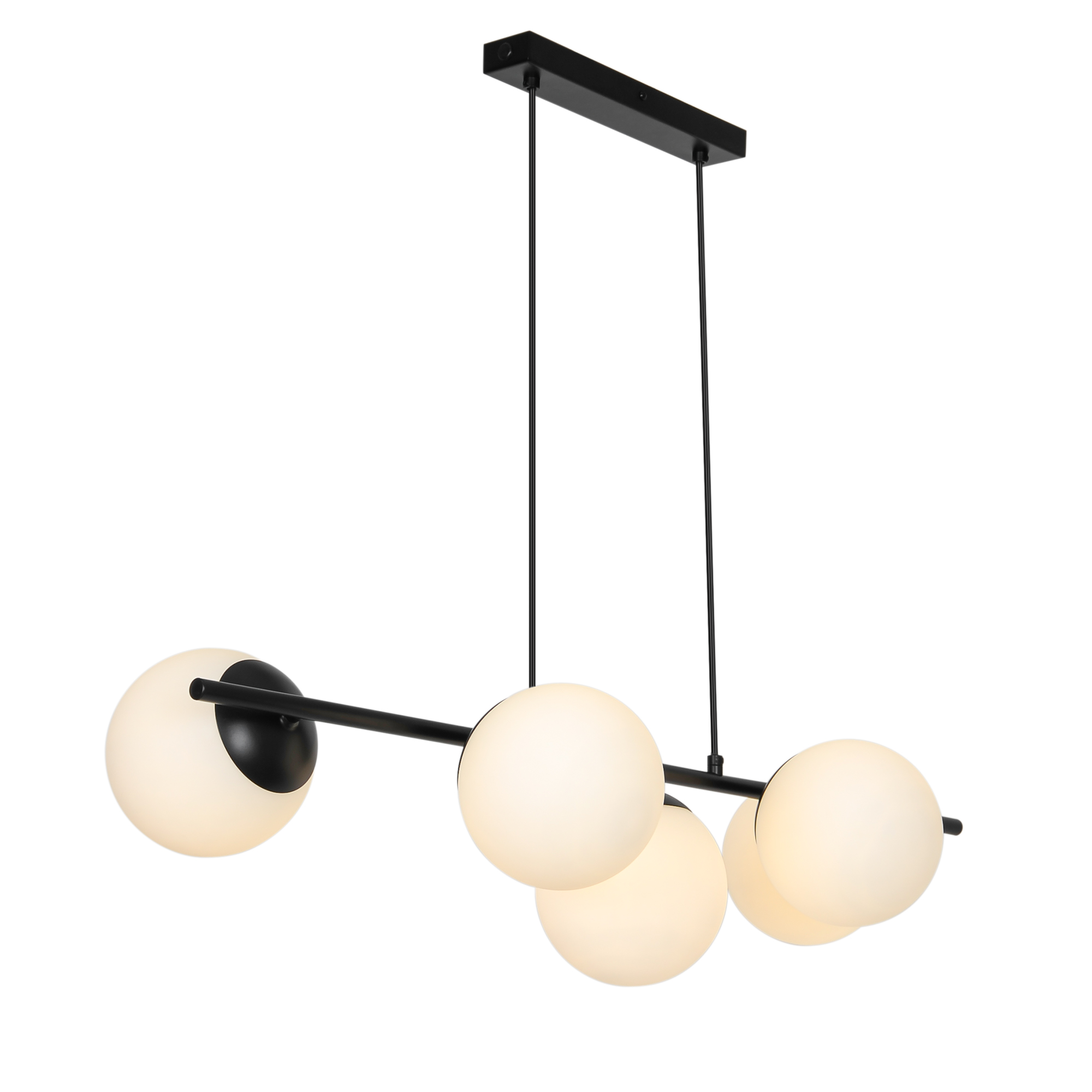 Suspension style moderne glamour en métal et verre opale, LILLY 5-Spot, NORDLUX