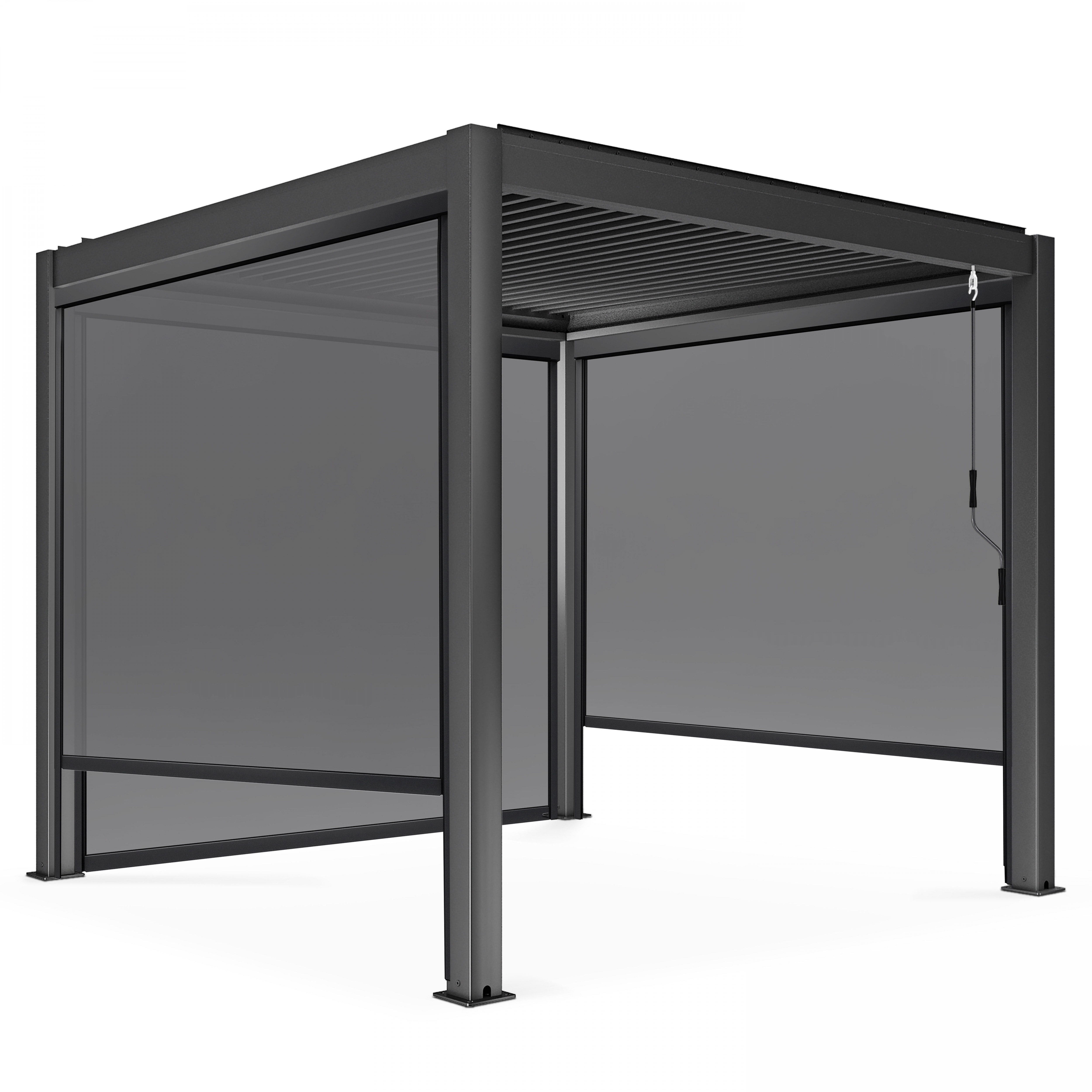 Pergola bioclimatique autoportée 3x3m et 3 Stores 2,66 X 2,34 m, OVIALA