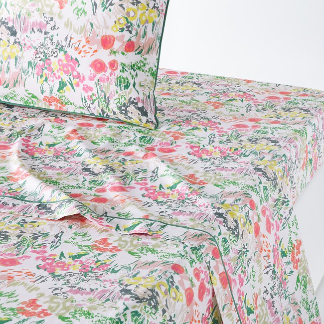 Drap plat percale de coton, Colored Field imprimé floral <span itemprop=