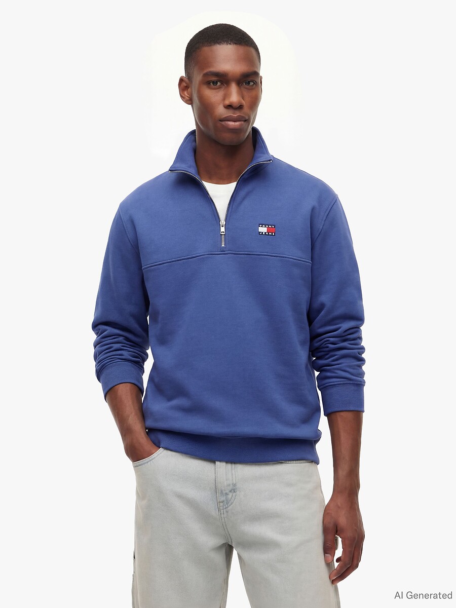 Sweat demi-zippé col montant, TOMMY JEANS