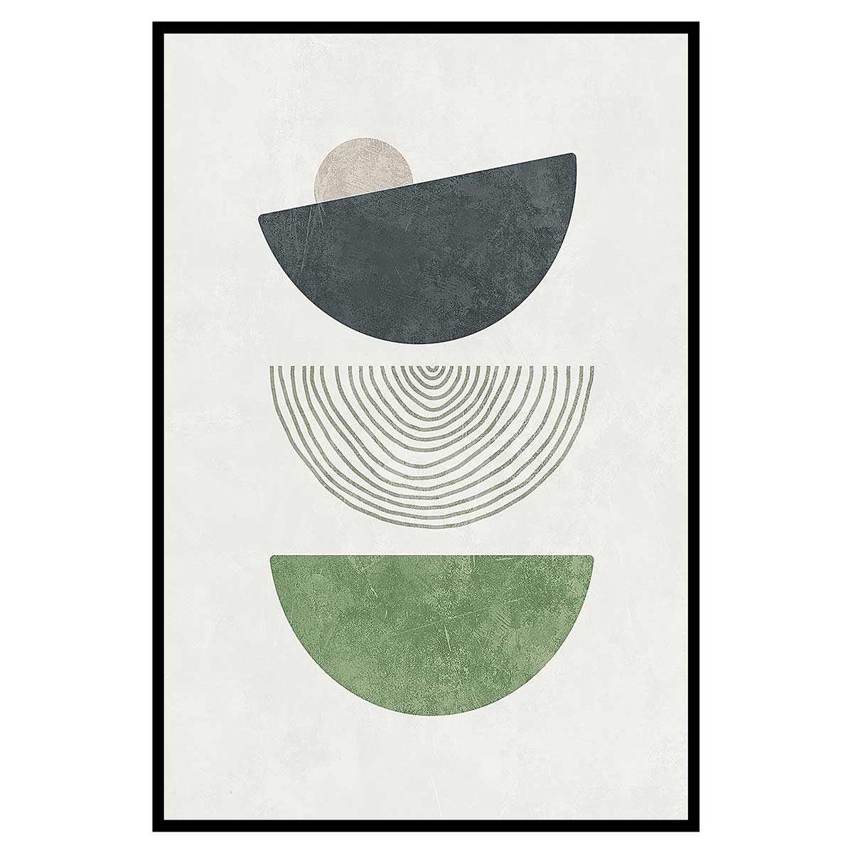Affiche encadrée abstraction géométrique verte, HEXOA