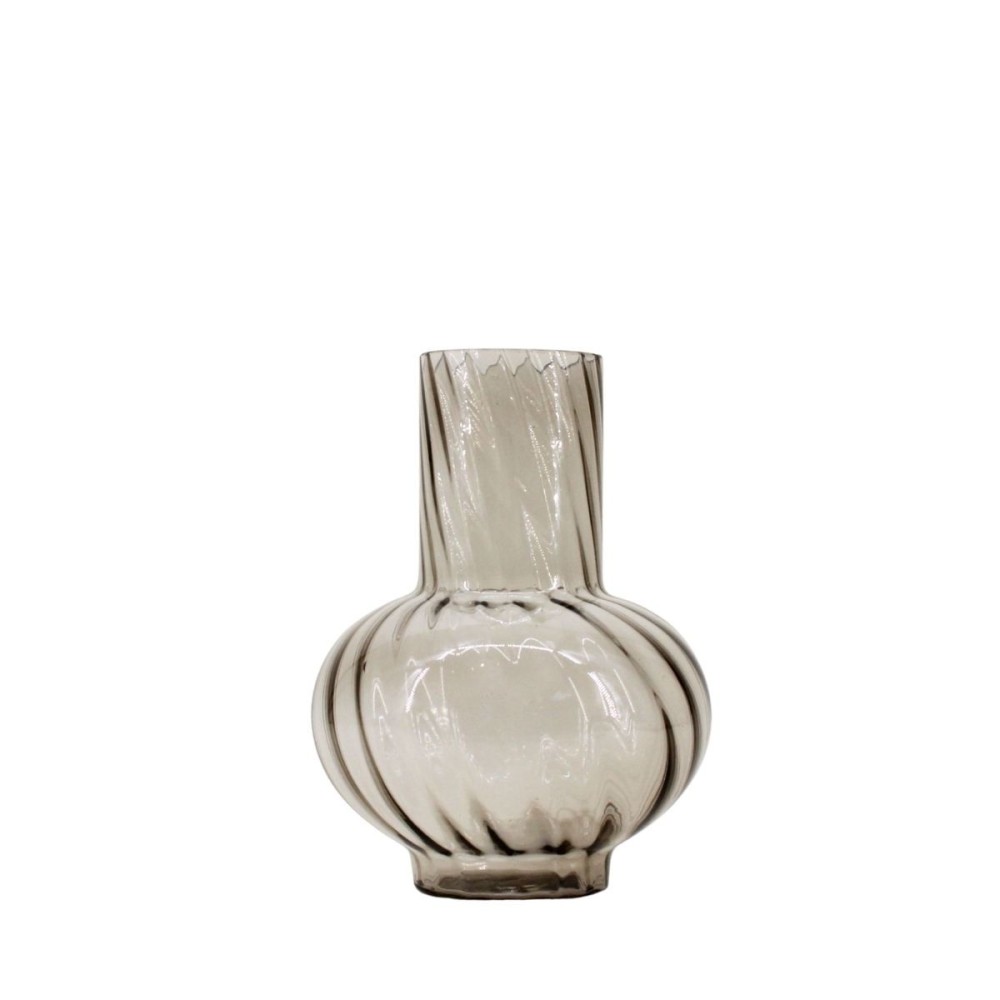 Vase en verre strié, H25cm, ORNAMI
