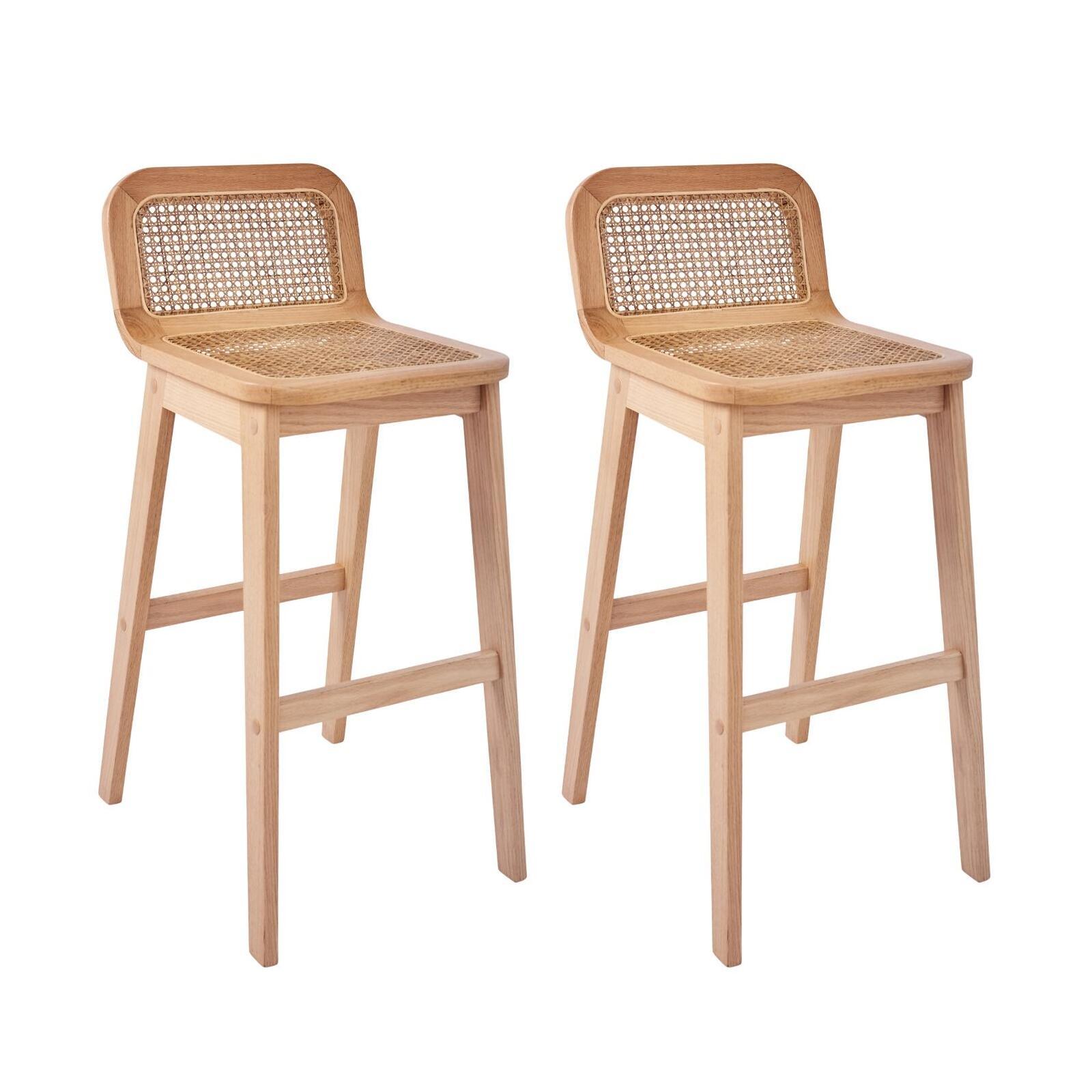 Lot de chaises d'îlot et bar en chêne et assise cannage 65cm SANA, MOB IN