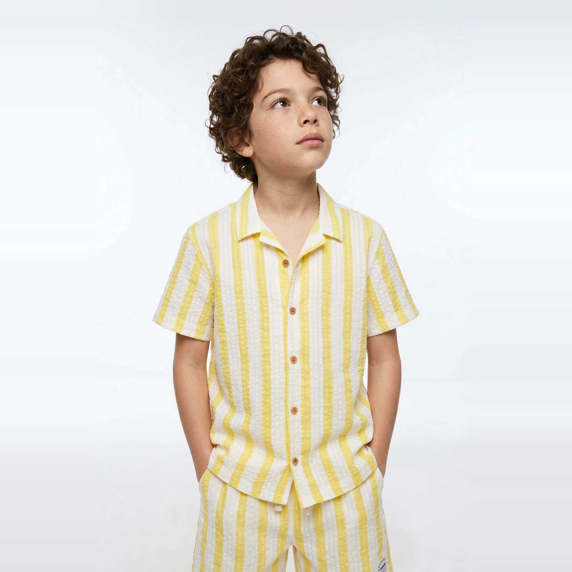Chemise manches courtes imprimée en seersucker en coton, MONOPRIX