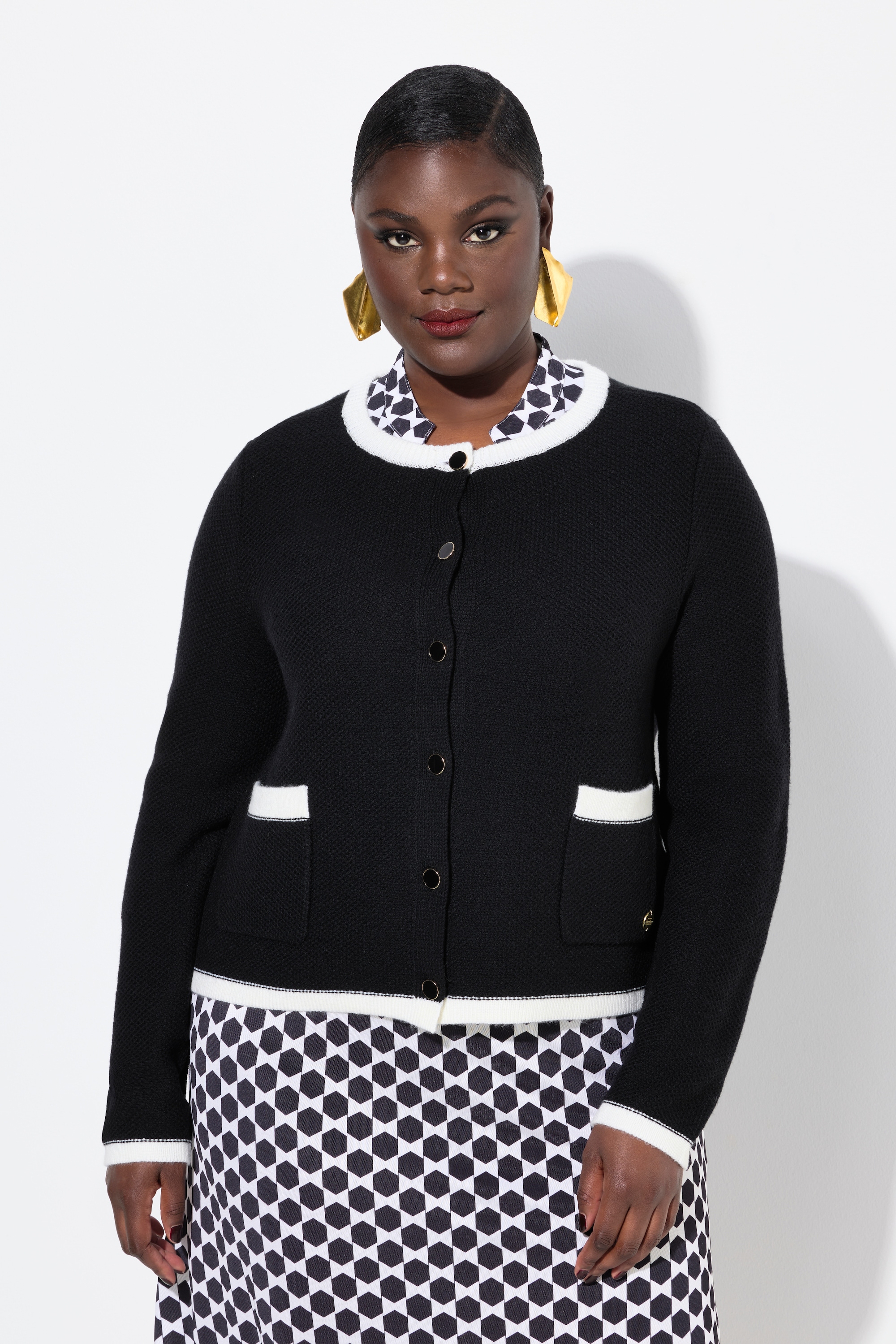 Cardigan manches longues et col rond, poches, ULLA POPKEN