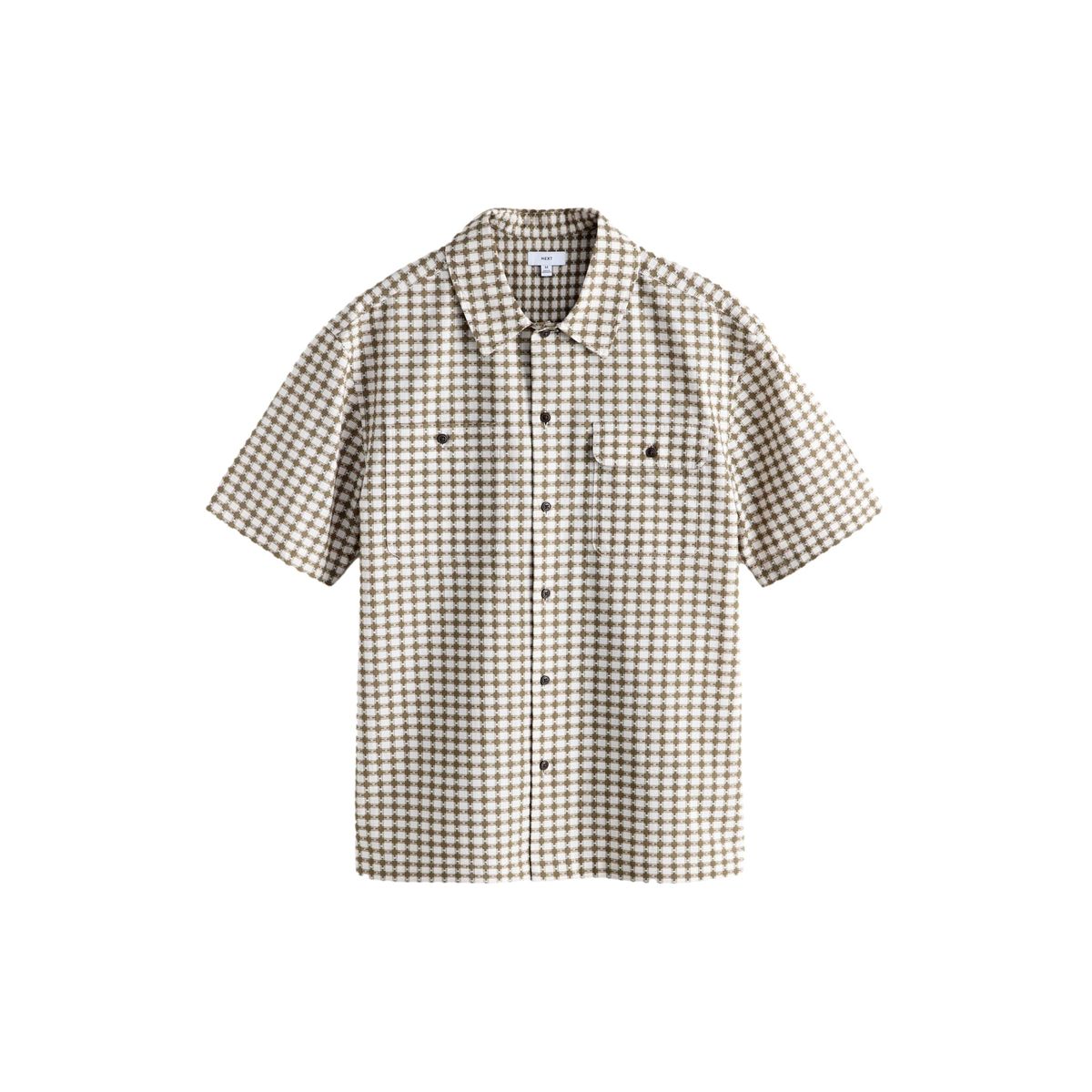 Chemise texturée à carreaux/manches courtes, NEXT