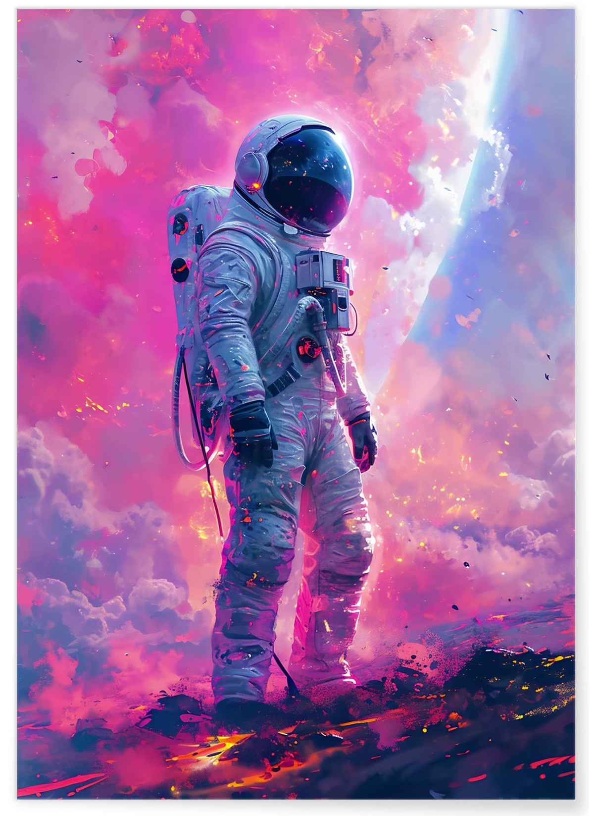 Affiche Astronaute dans un Univers Rose, L'AFFICHERIE