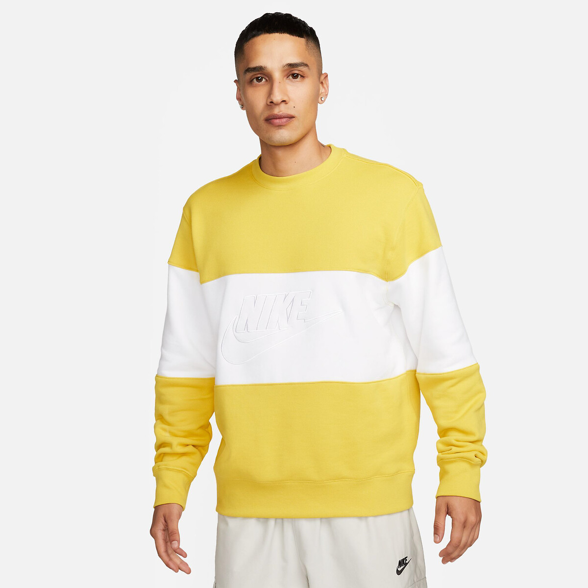 Image of Colour Block Cotton Sweatshirt with Crew Neck