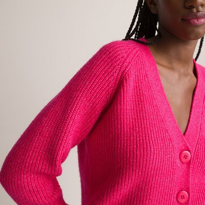Recycled Ribbed Cardigan with V-Neck LA REDOUTE COLLECTIONS
