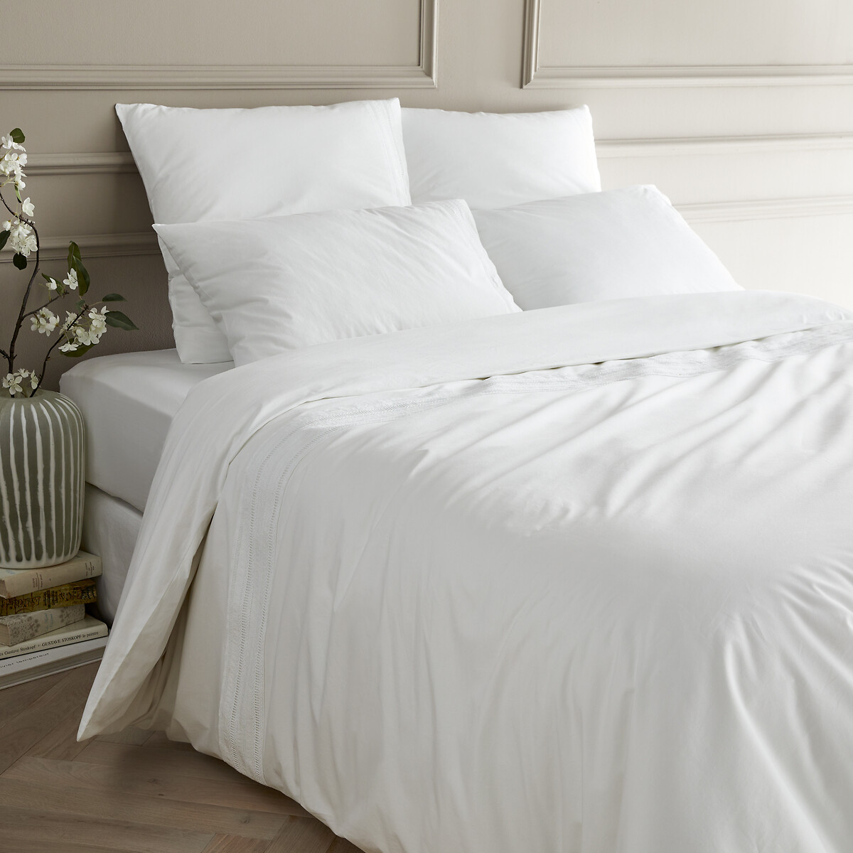 Florentina Embroidered 100% Cotton Percale Duvet Cover