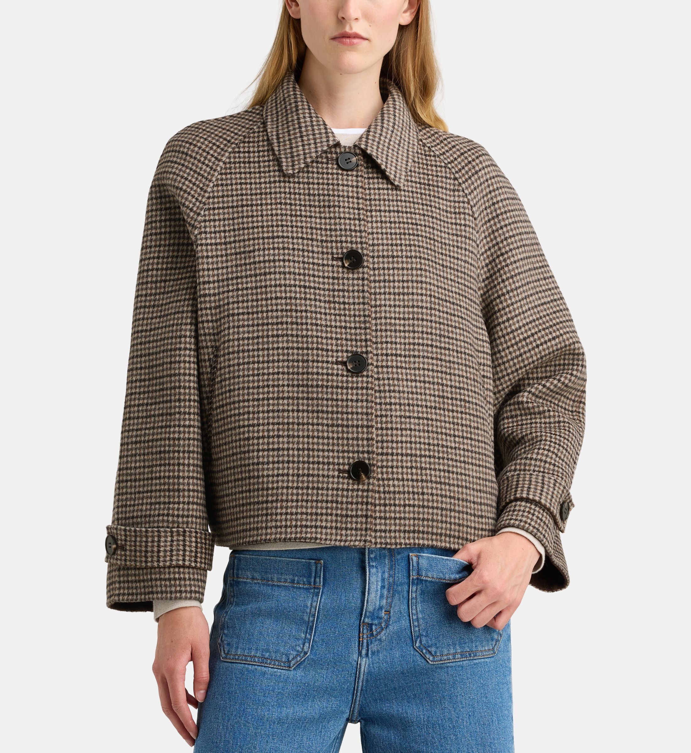 Veste droite courte arthur check, GALERIES LAFAYETTE