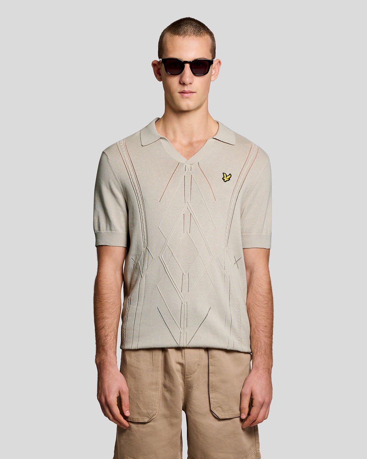 Polo col ouvert à losanges en maille, LYLE & SCOTT