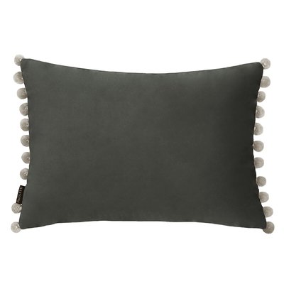 Rectangular Contrast Pom-Pom Trim Velvet Filled Cushion 35x50cm SO'HOME