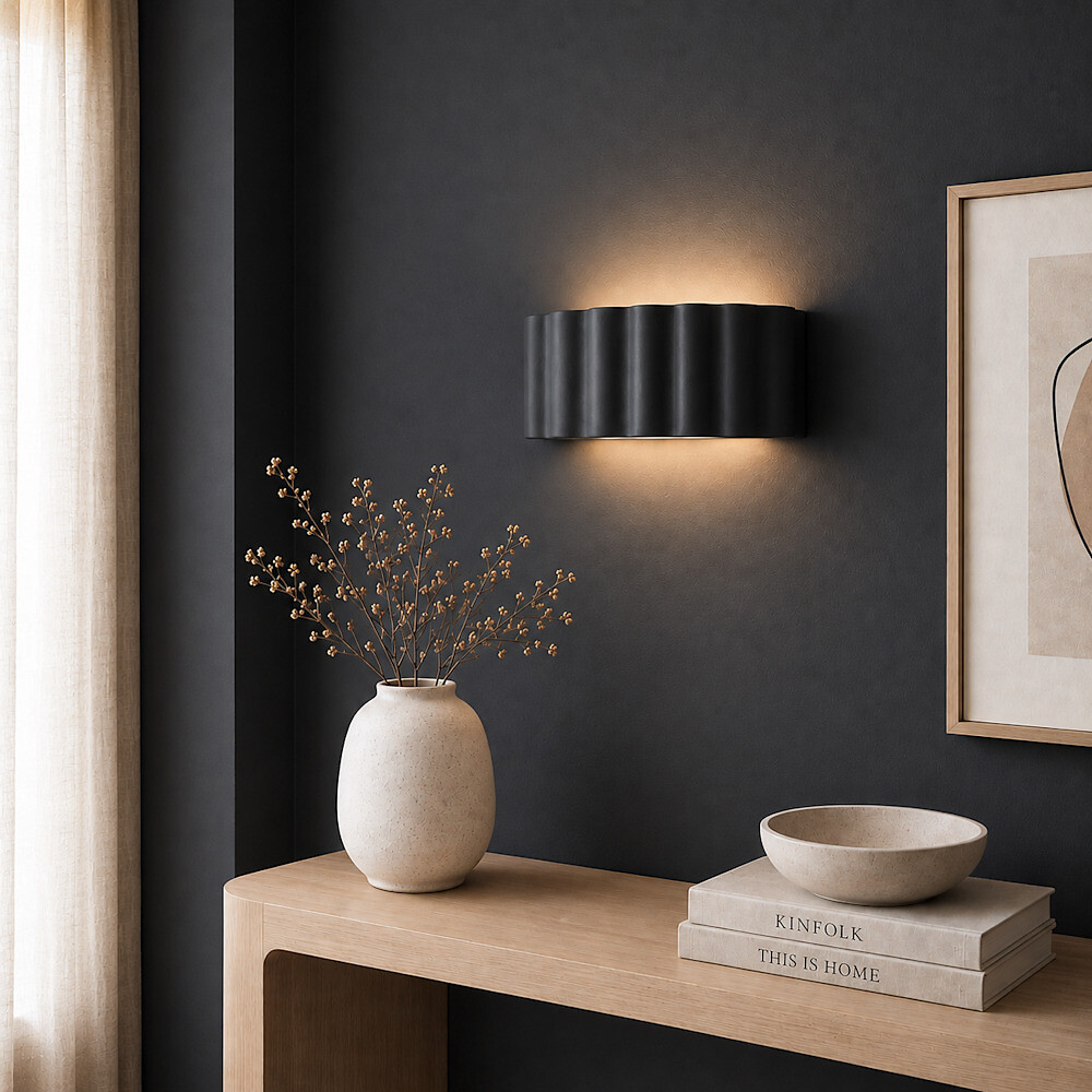 Paolo Stoneware Ribbed Flush Wall Light, SO'HOME