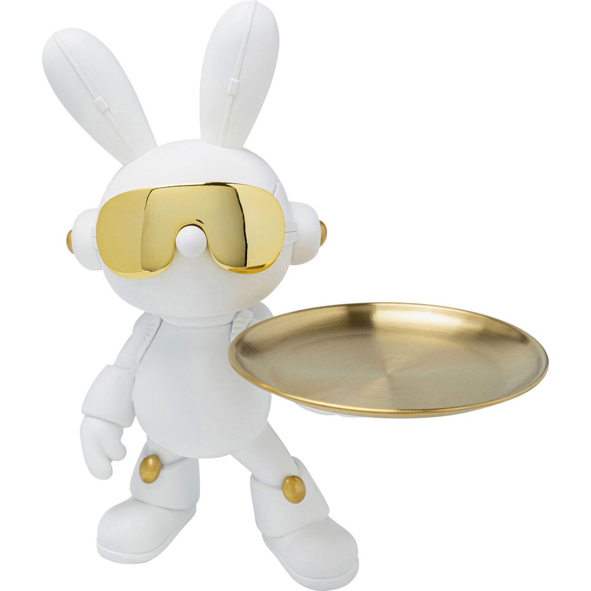 Petit lapin blanc marron polyrésine L.16,5 x l.10 x H.10,5 cm - Gamm vert