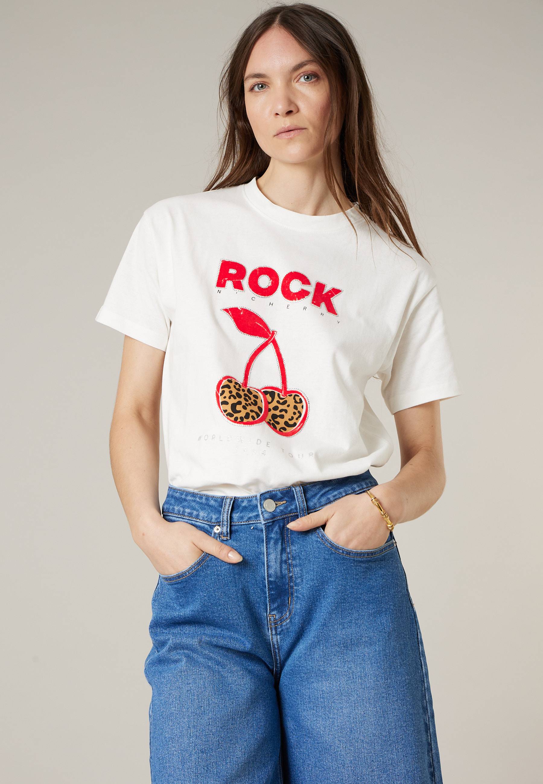 T-shirt femme en coton à imprimé rock ROCKCHERRY, DEELUXE