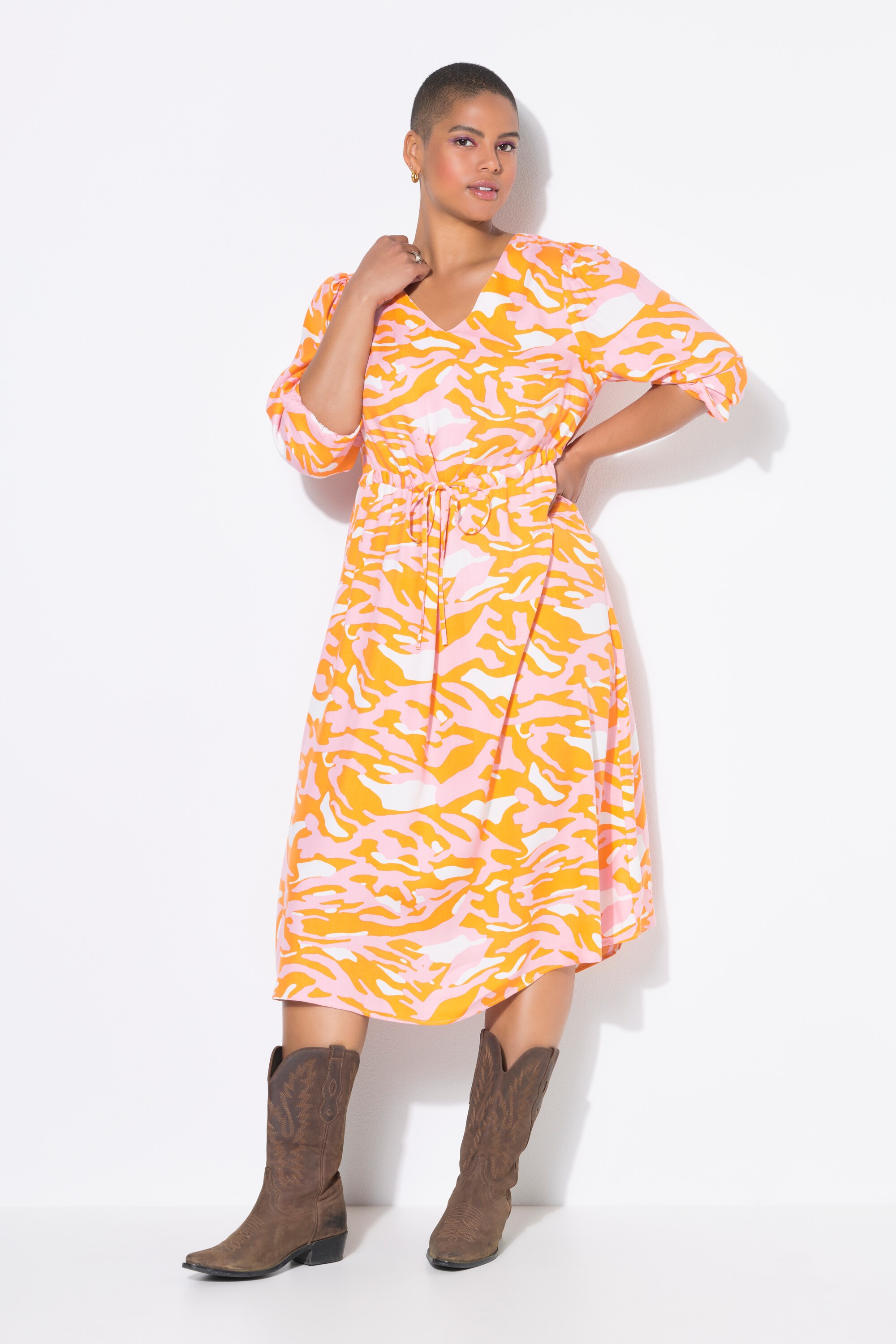 Robe midi manches 3/4, imprimé zébré coloré, STUDIO UNTOLD