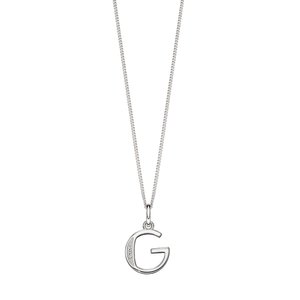 Sterling Silver Art Deco Initial 'G' Pendant with Cubic Zirconia Stone Detail BEGINNINGS image