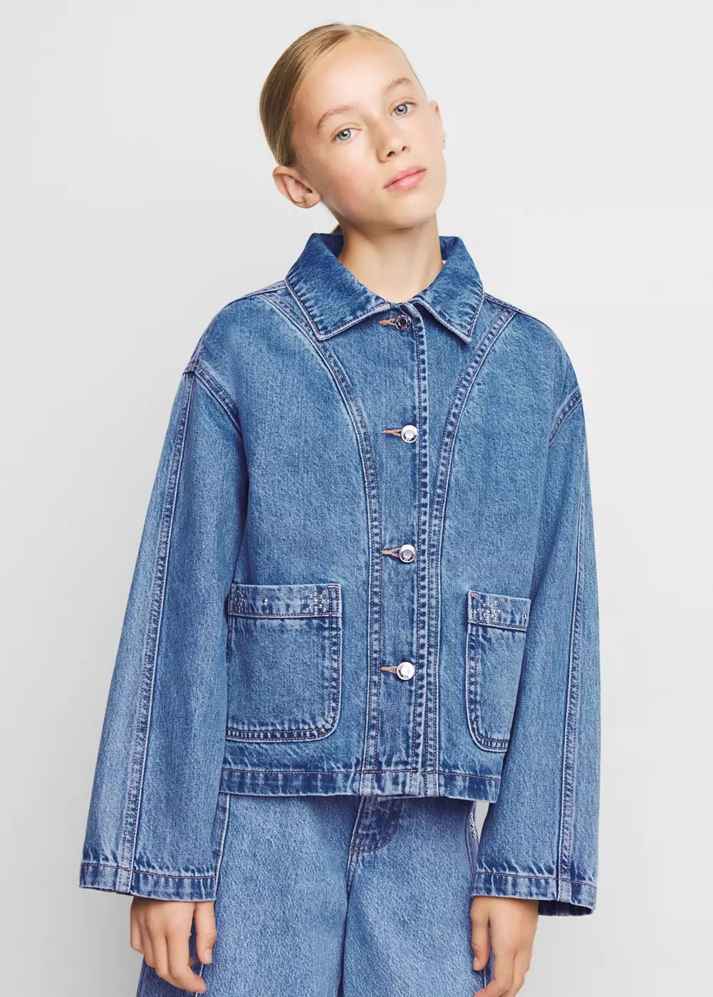 Blouson en jean clouté, MANGO KIDS