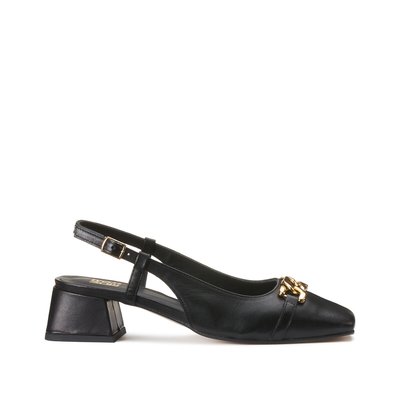 Leather Ballet Pumps with Block Heel LA REDOUTE COLLECTIONS