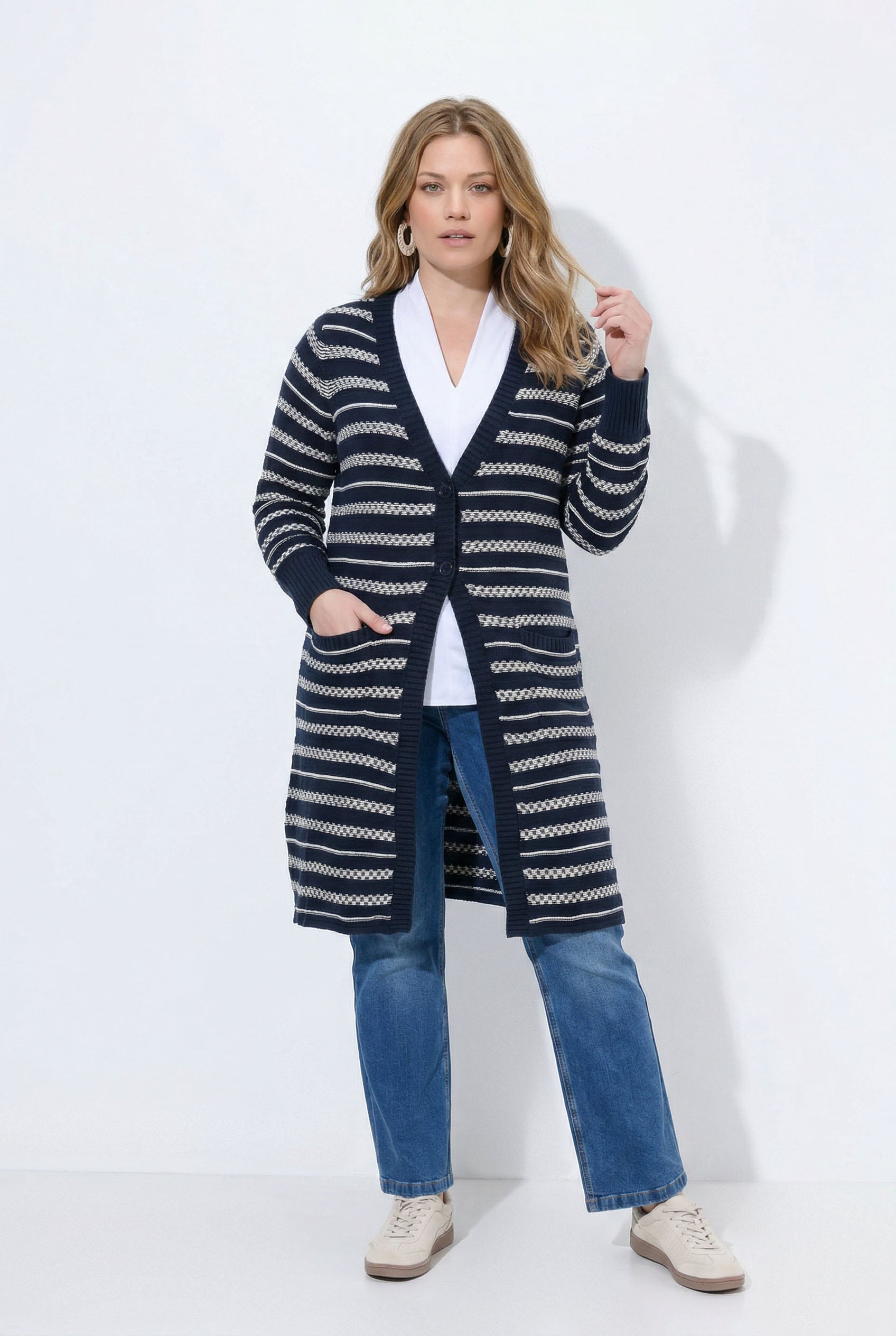 Cardigan long en coton bio, ULLA POPKEN
