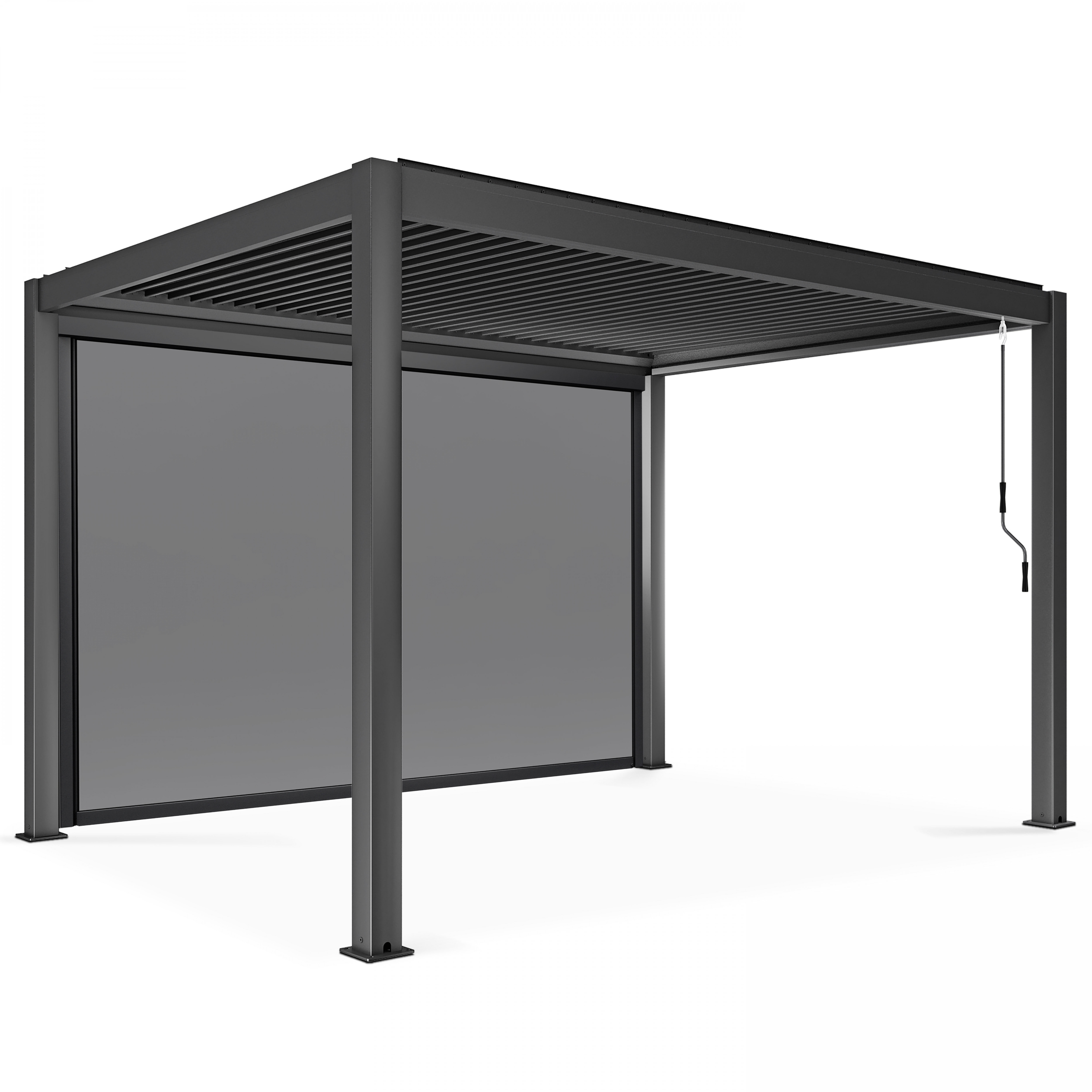 Pergola bioclimatique 3x4m autoportée avec 1 store 3,73 x 2,34 m, OVIALA