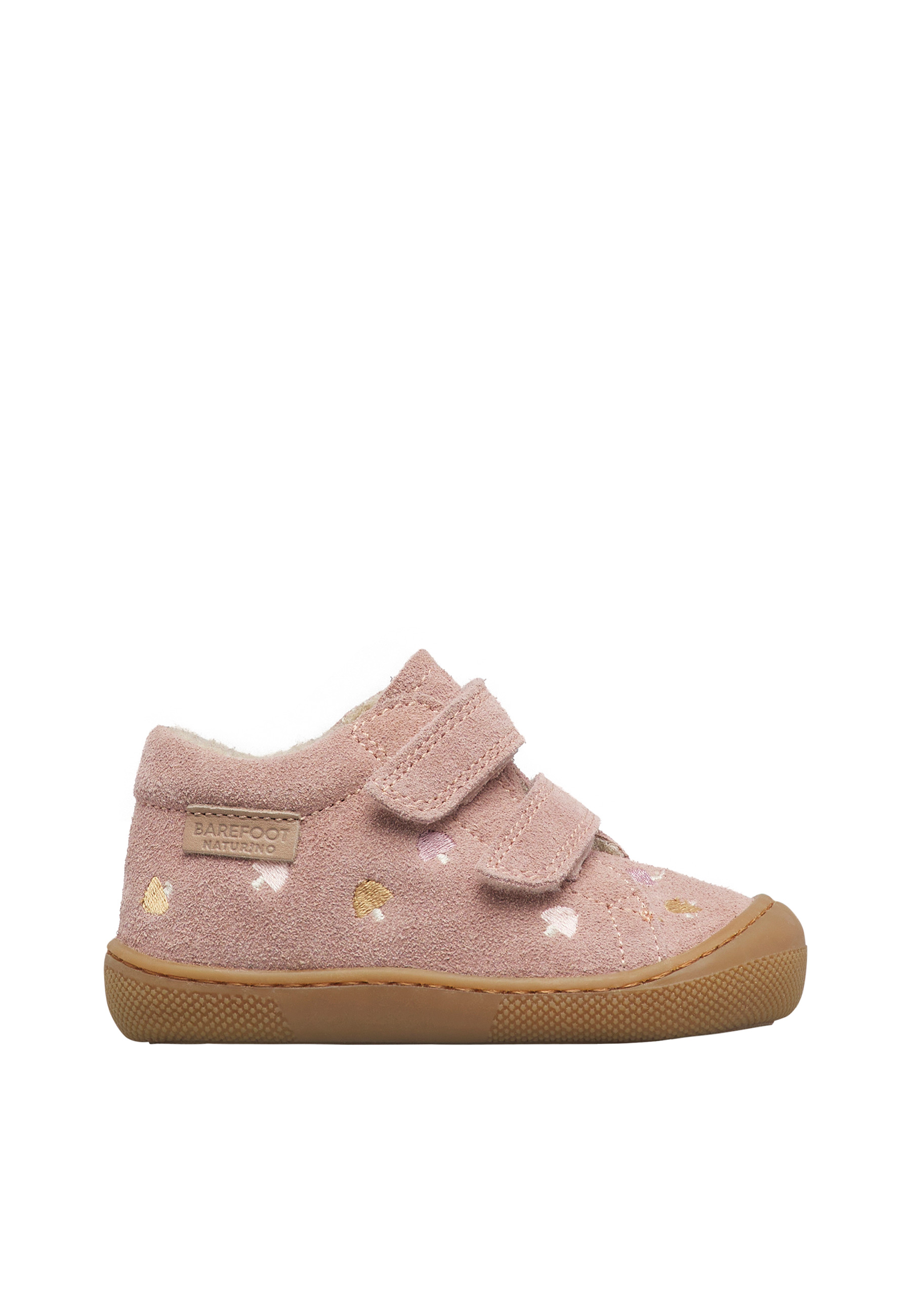 Chaussures premiers pas en suède BAREFOOT AMUR VL EMBR.MUSHROOM, NATURINO