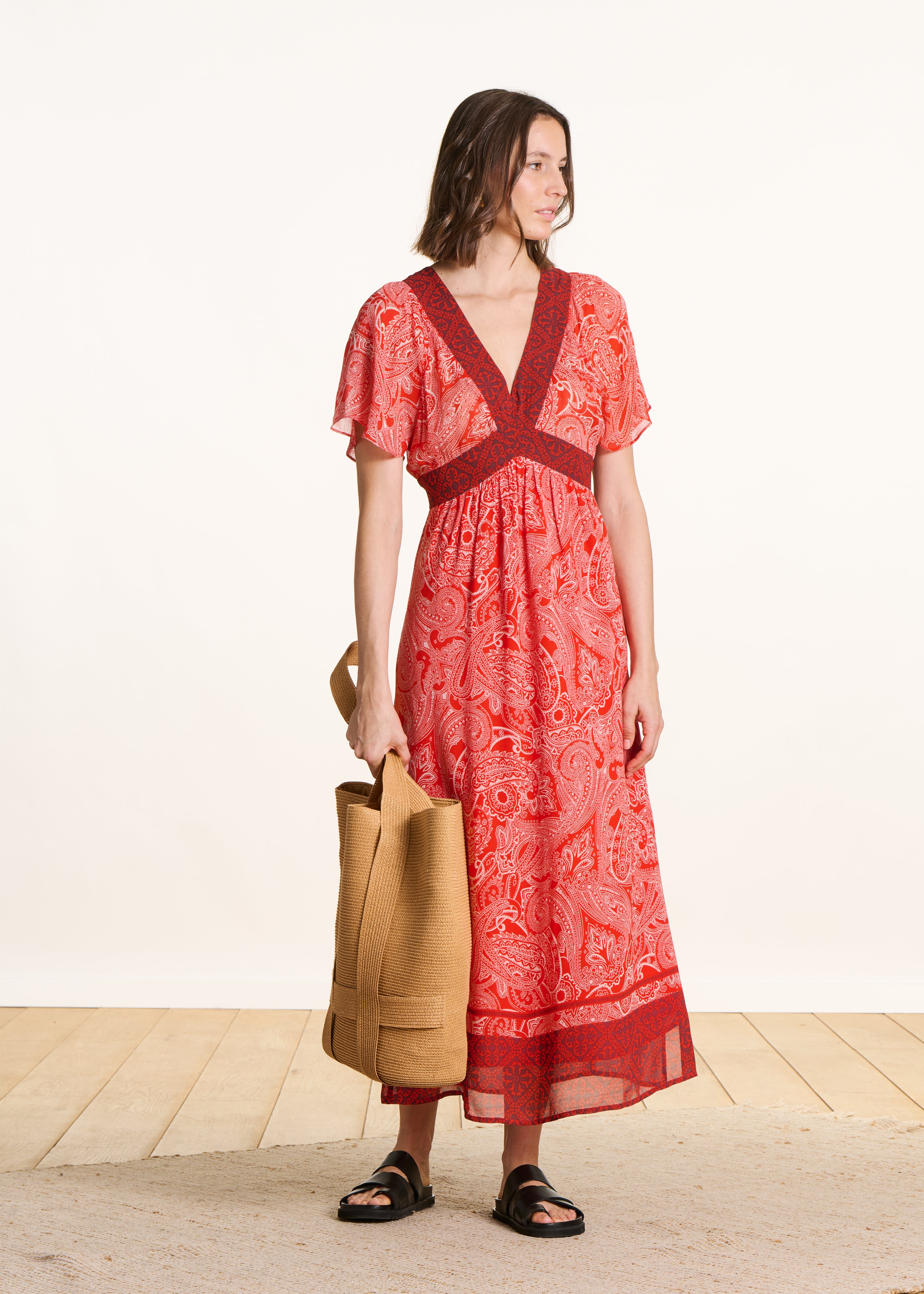 Robe longue en voile imprimé, LA FEE MARABOUTEE