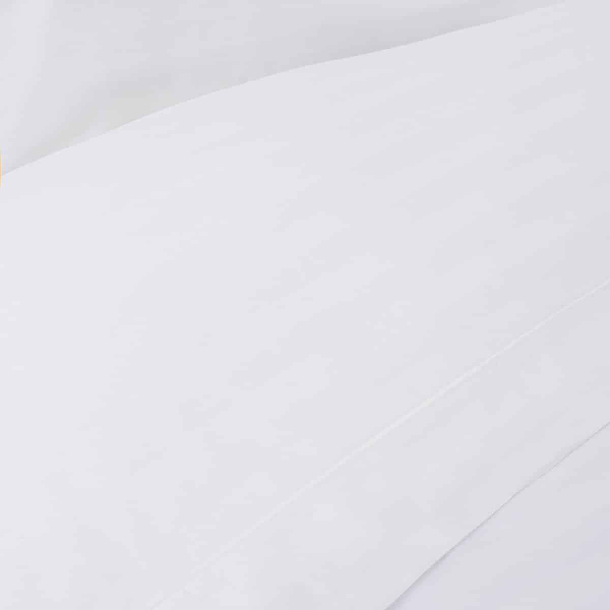 Drap plat coton bande satin 120 fils REVE BLANC, LINANDELLE