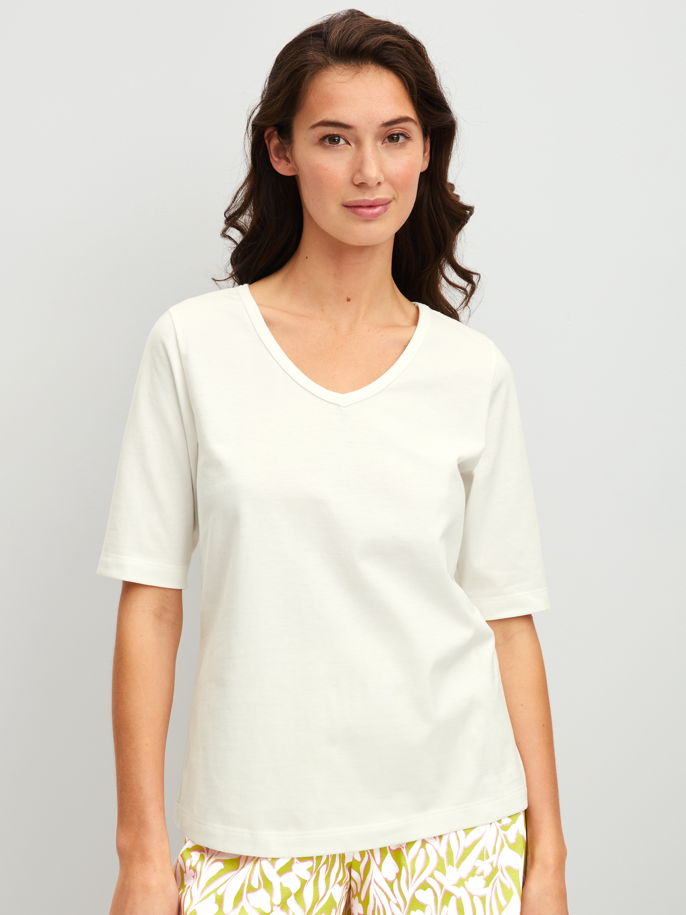 T-shirt à manches courtes et col en V manches courtes Coton LATE BLOOM M&M, CALIDA