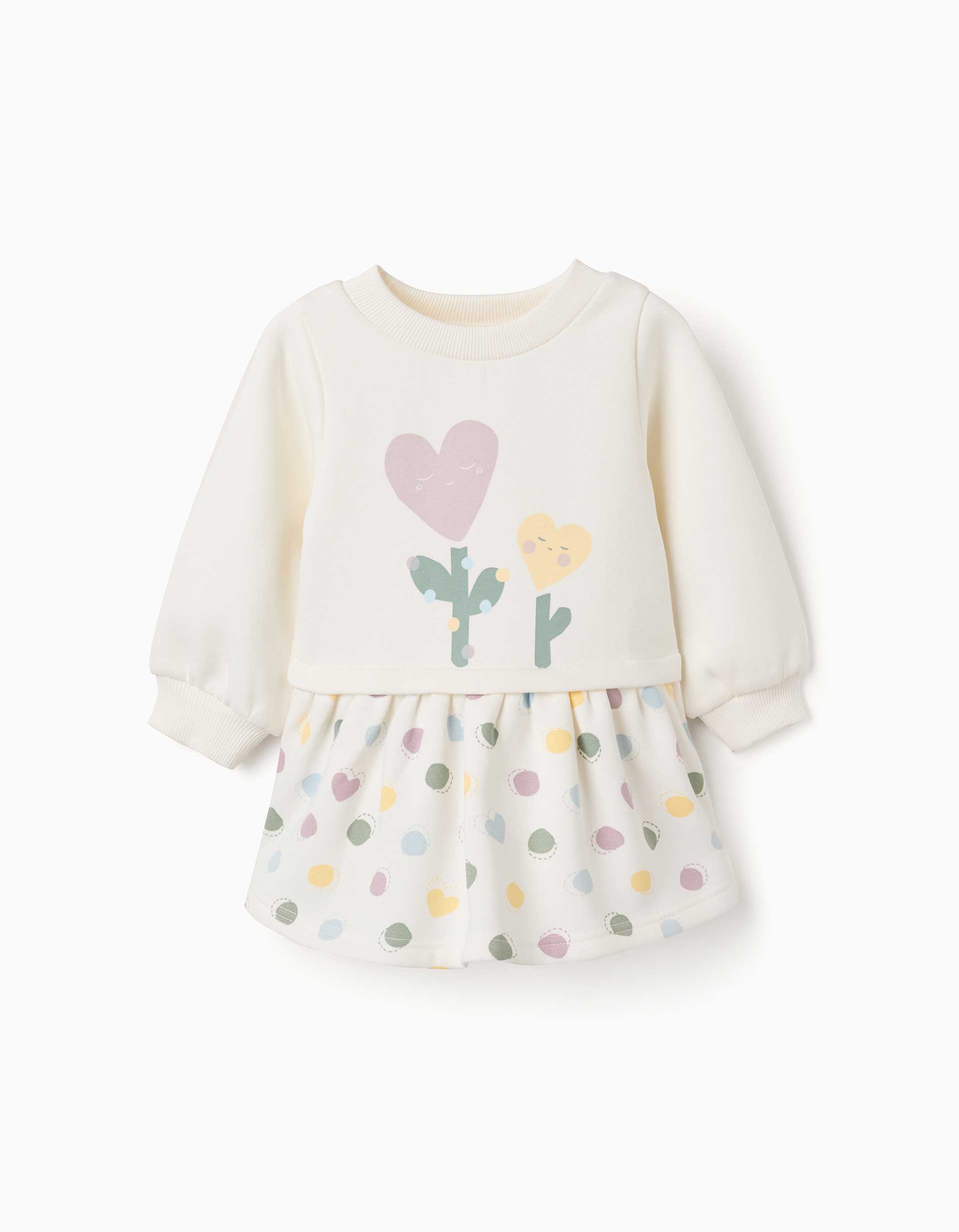 Robe en coton peigné avec motif de cœurs et de pois, ZIPPY
