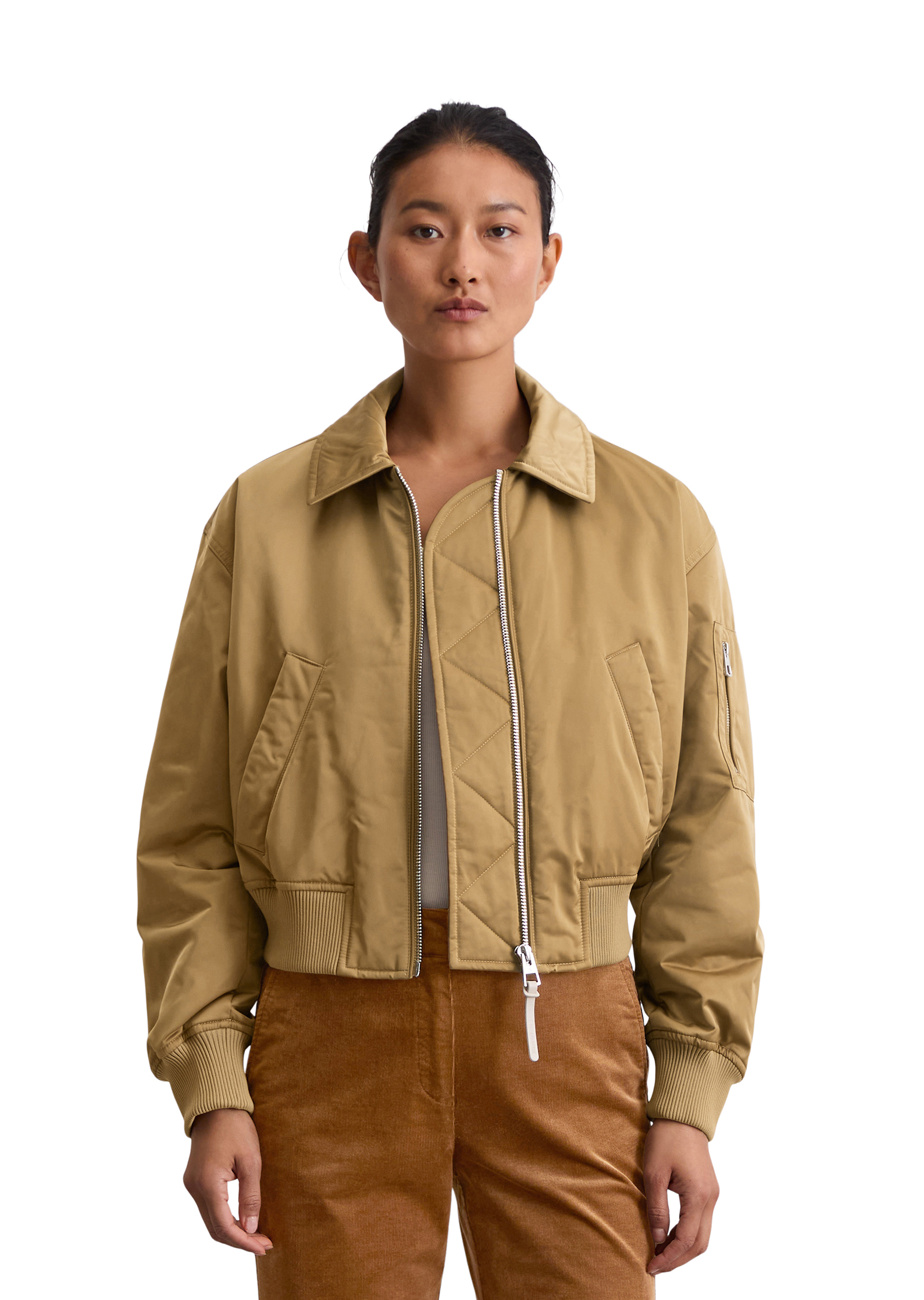 Blouson style aviateur regular en sergé de polyester recyclé, MARC O'POLO