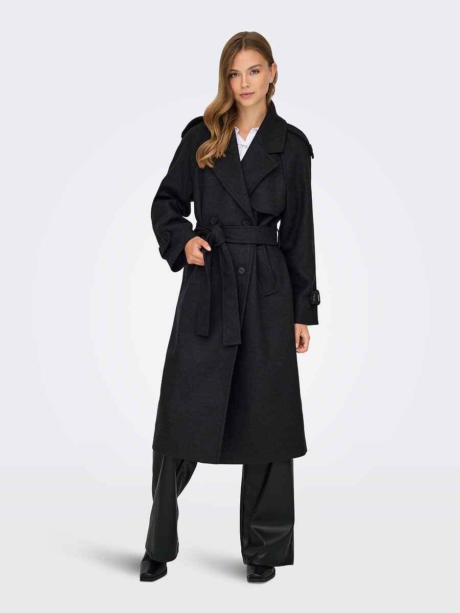 Manteau long ceinturé, ONLY