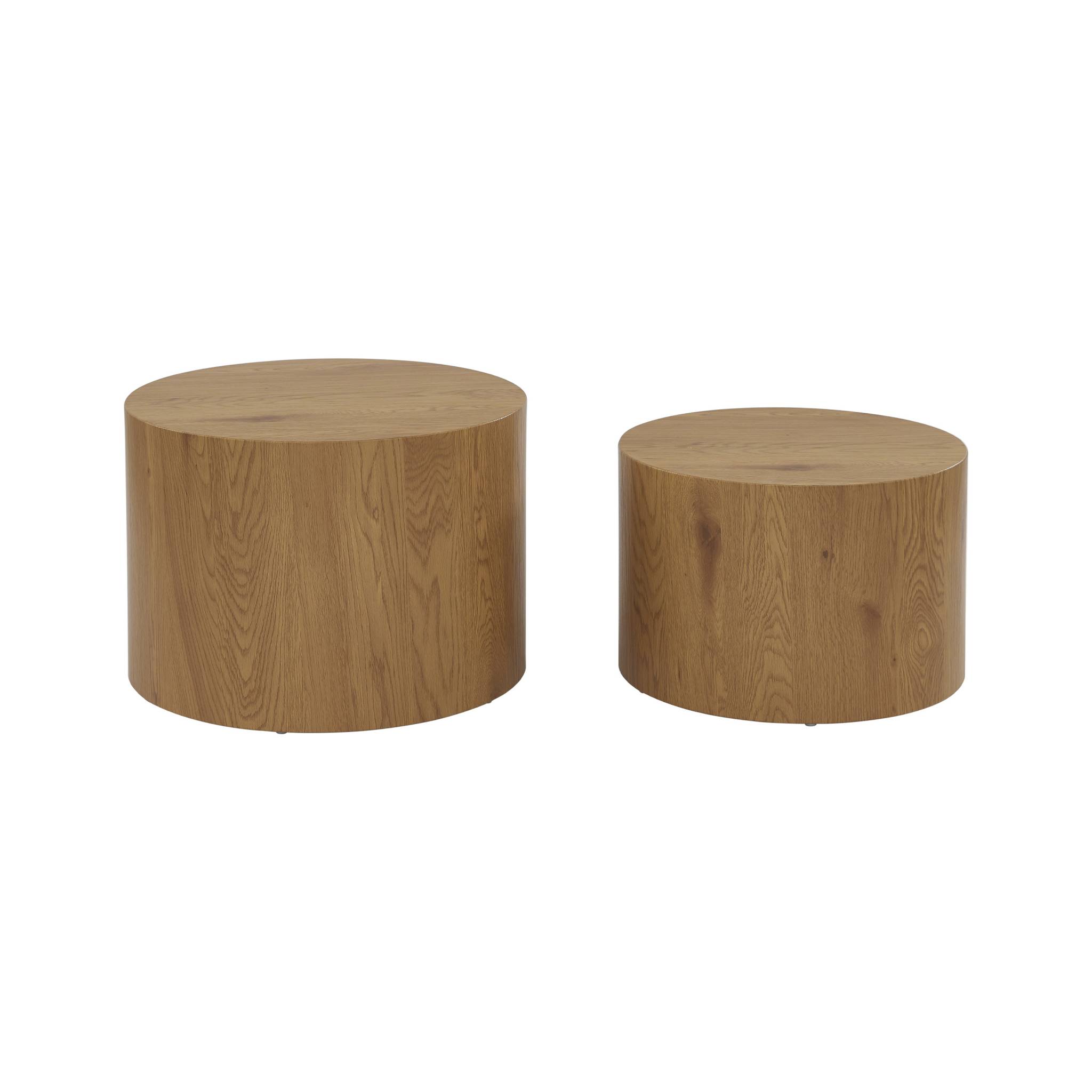 Set de 2 tables basses rondes gigognes décor bois SYLVA, SWEEEK