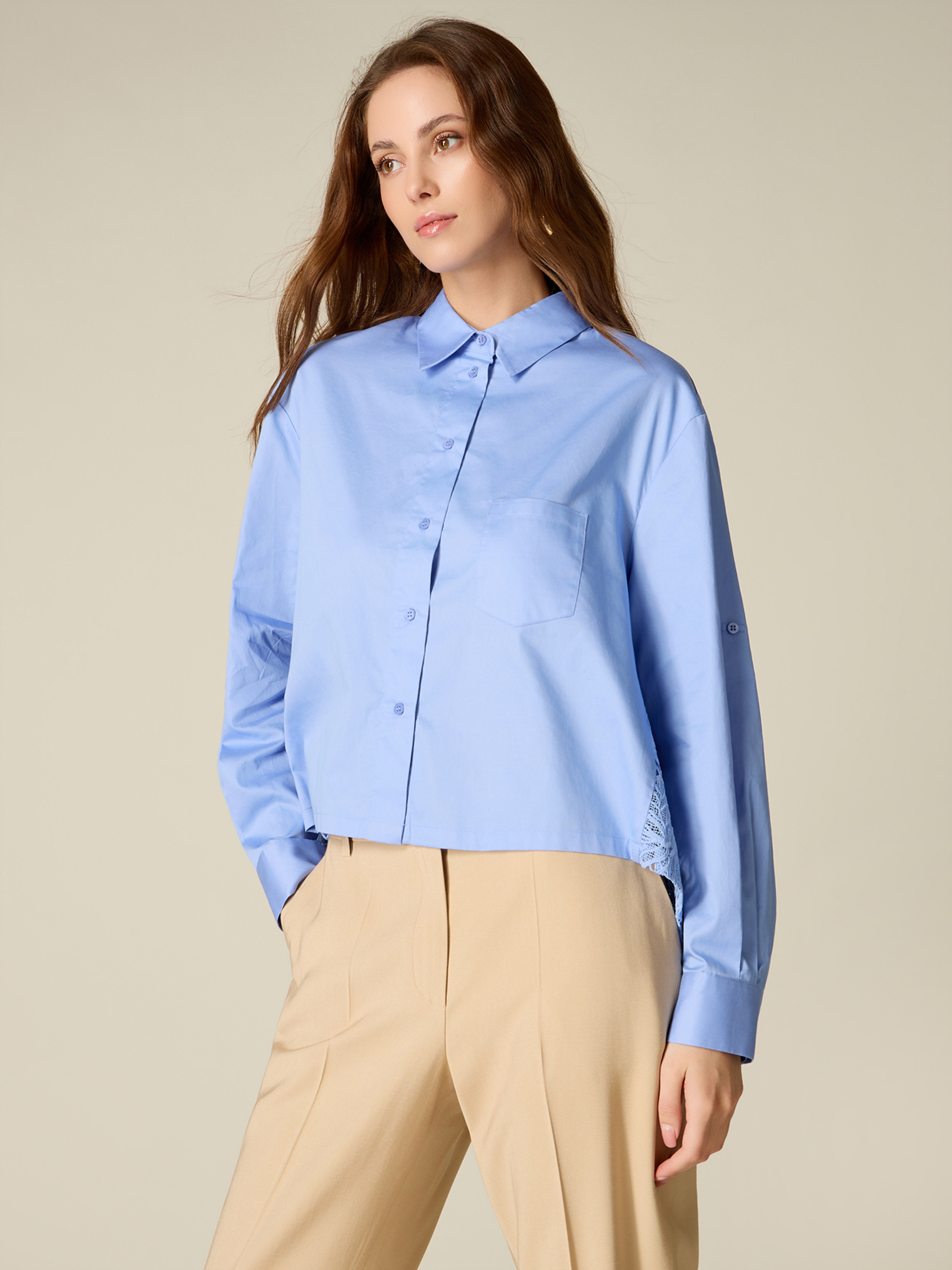 Chemise boxy avec dos en dentelle, OLTRE