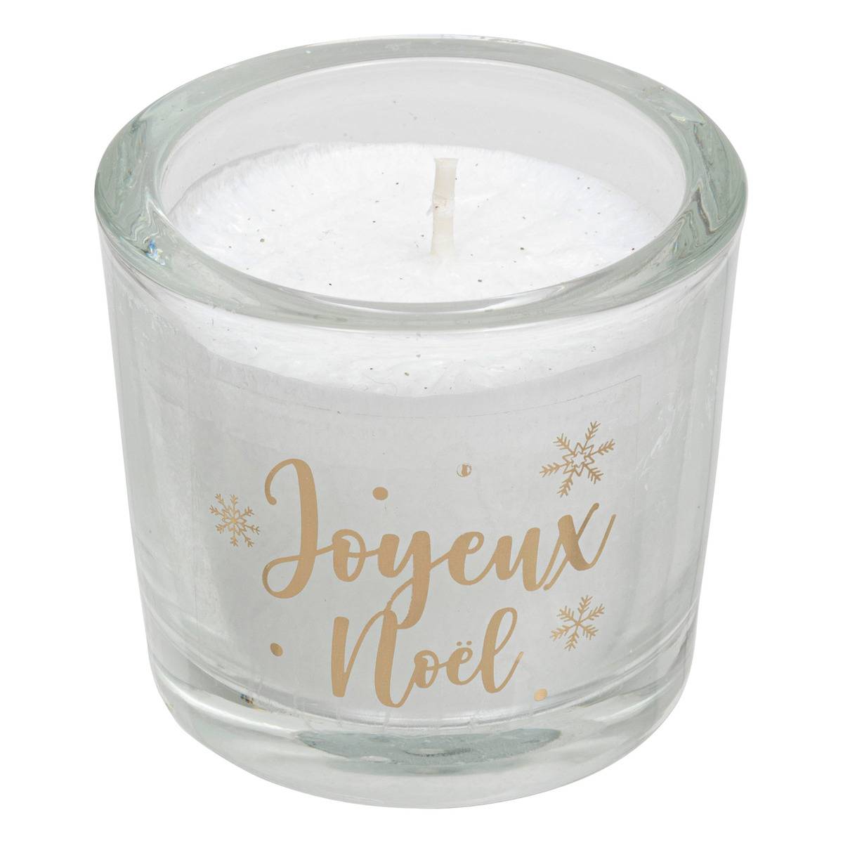 Bougie givre en verre 60 g, FEERIC LIGHTS & CHRISTMAS