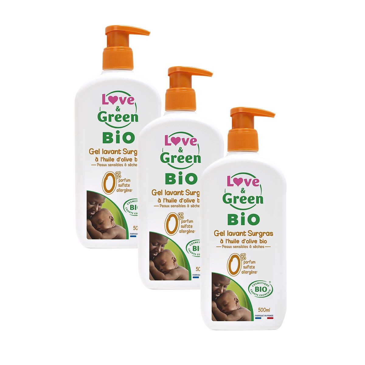 Lot De 3 Gels Lavants Surgras Bebe Huile D Olive Bio Blanc Love And Green La Redoute