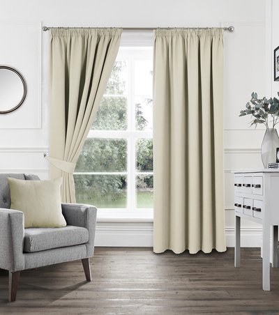 Woven Light Filtering Pencil Pleat Curtains in Natural SO'HOME