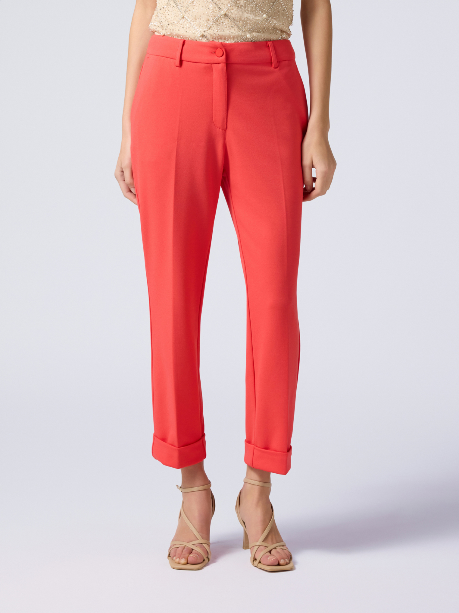 Pantalon cigarette en tissu crêpe, OLTRE