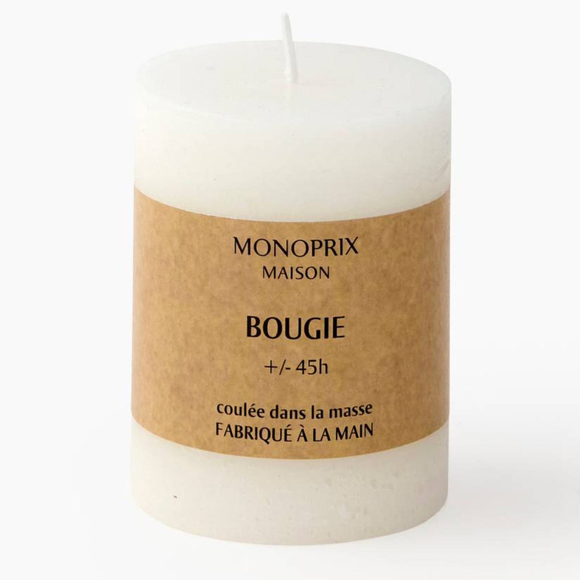 Bougie non parfumée, 7x9cm, MONOPRIX
